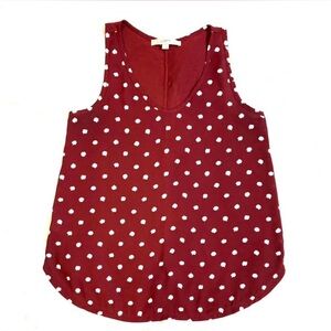 LOFT- Women's burgundy with white dots sleeveless- Size: S